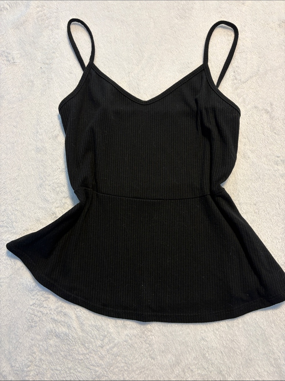 Caution To The Wind Black Ribbed Peplum Cami